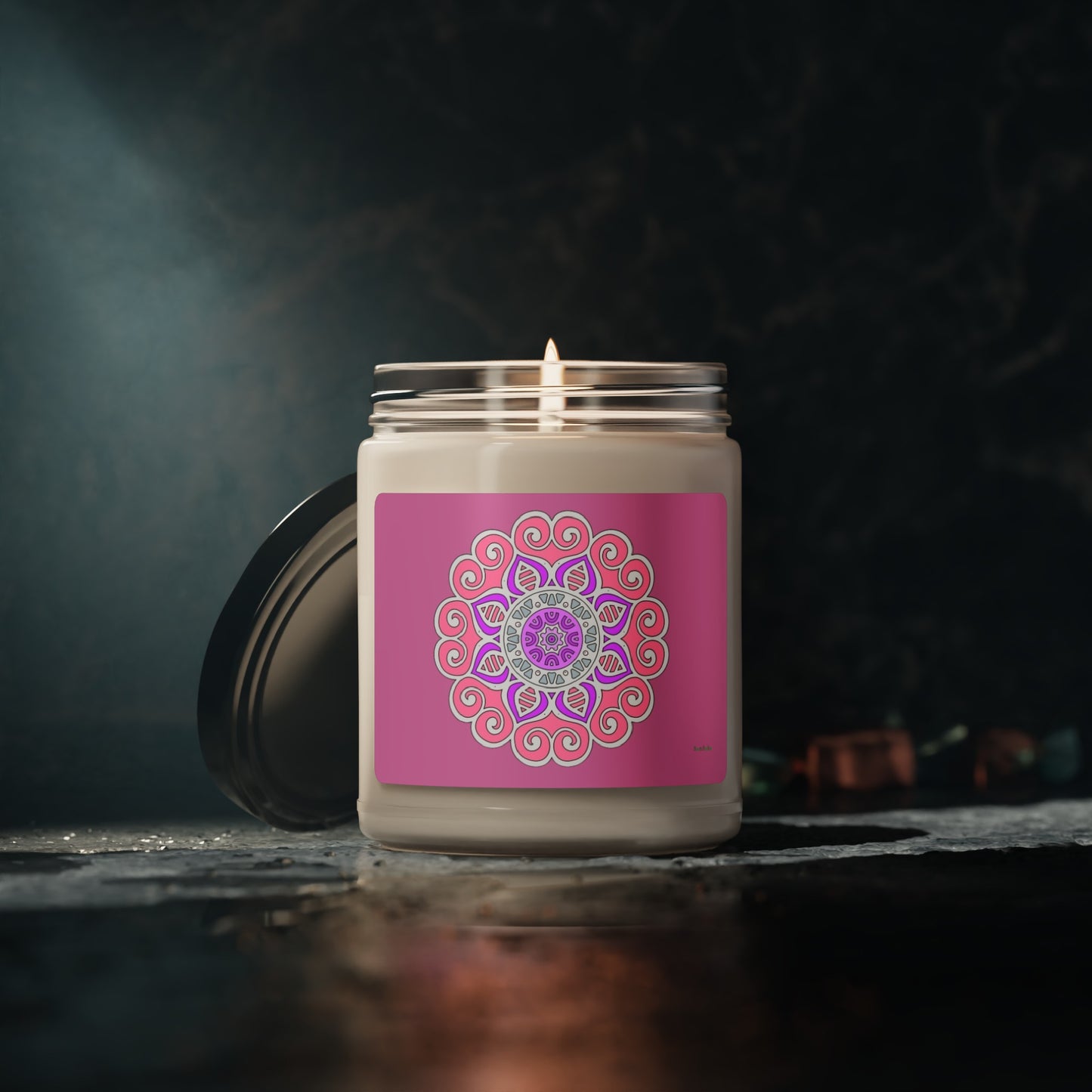 Candle - Pink Mandala Scented Soy Candle, 9oz