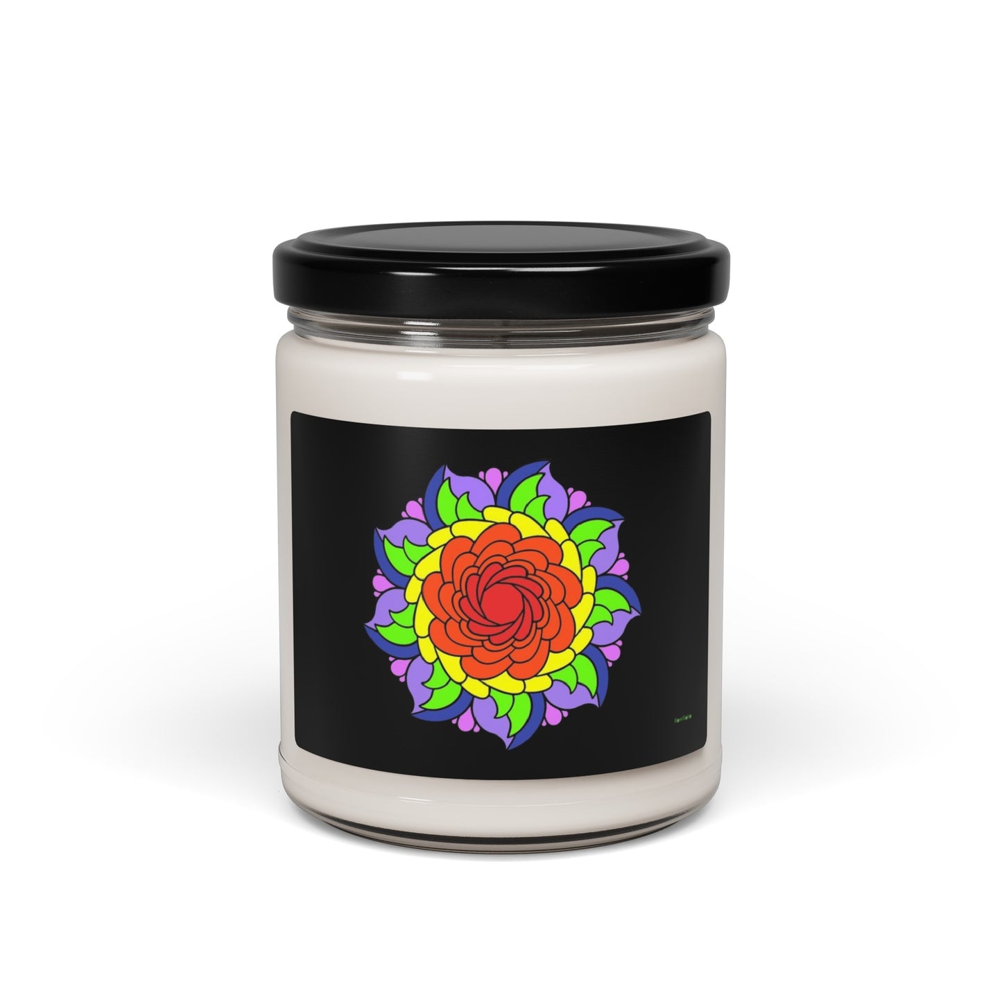 Candle - Rainbow Flower Mandala Scented Soy Candle, 9oz
