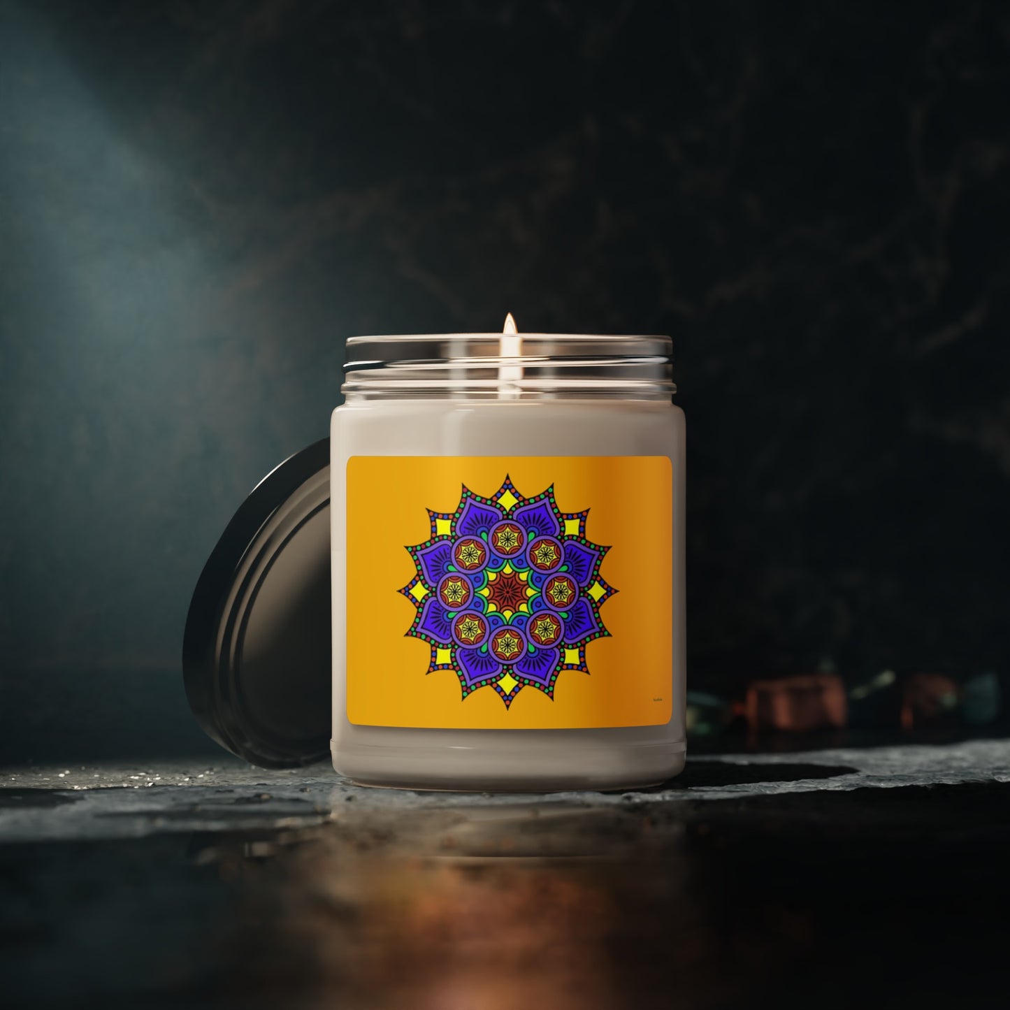 Candle - Multi-colored Mandala Scented Soy Candle, 9oz