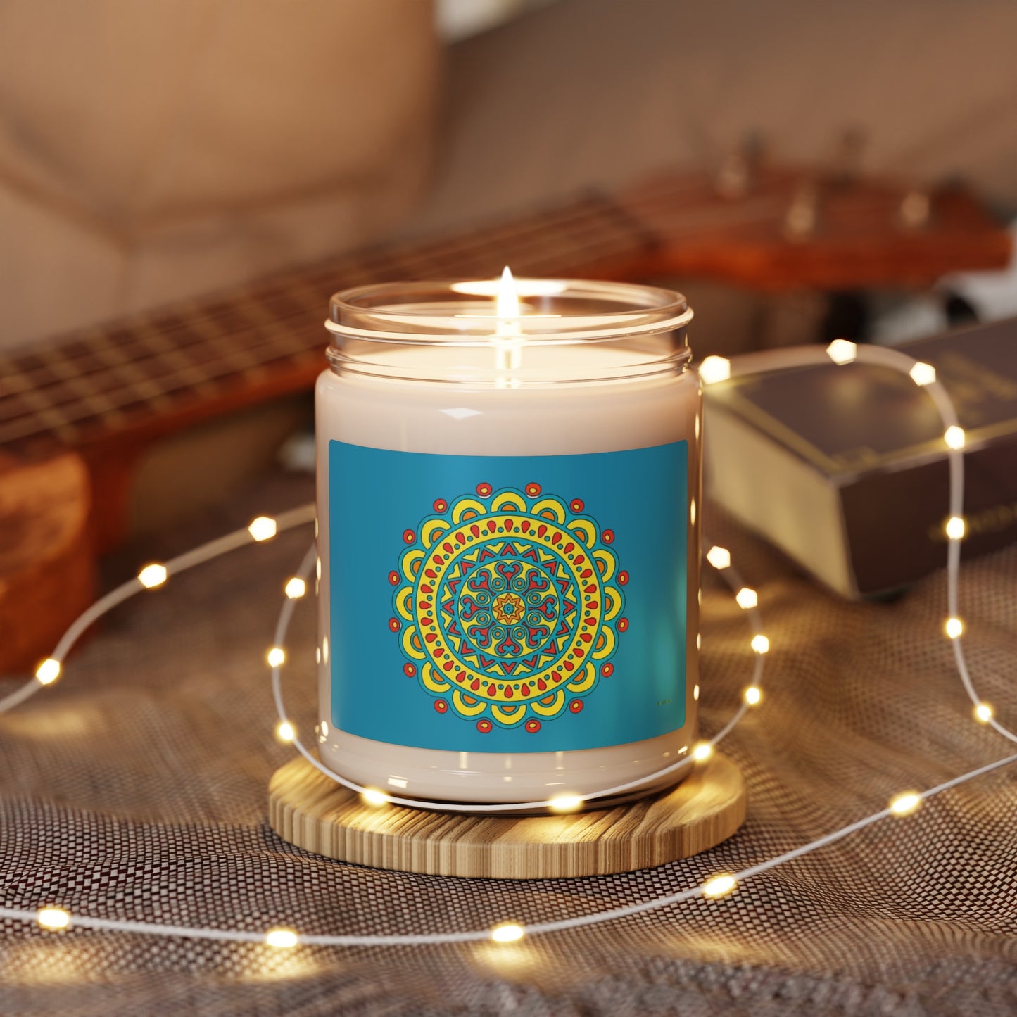 Candle -Turquoise Mandala Scented Soy Candle, 9oz