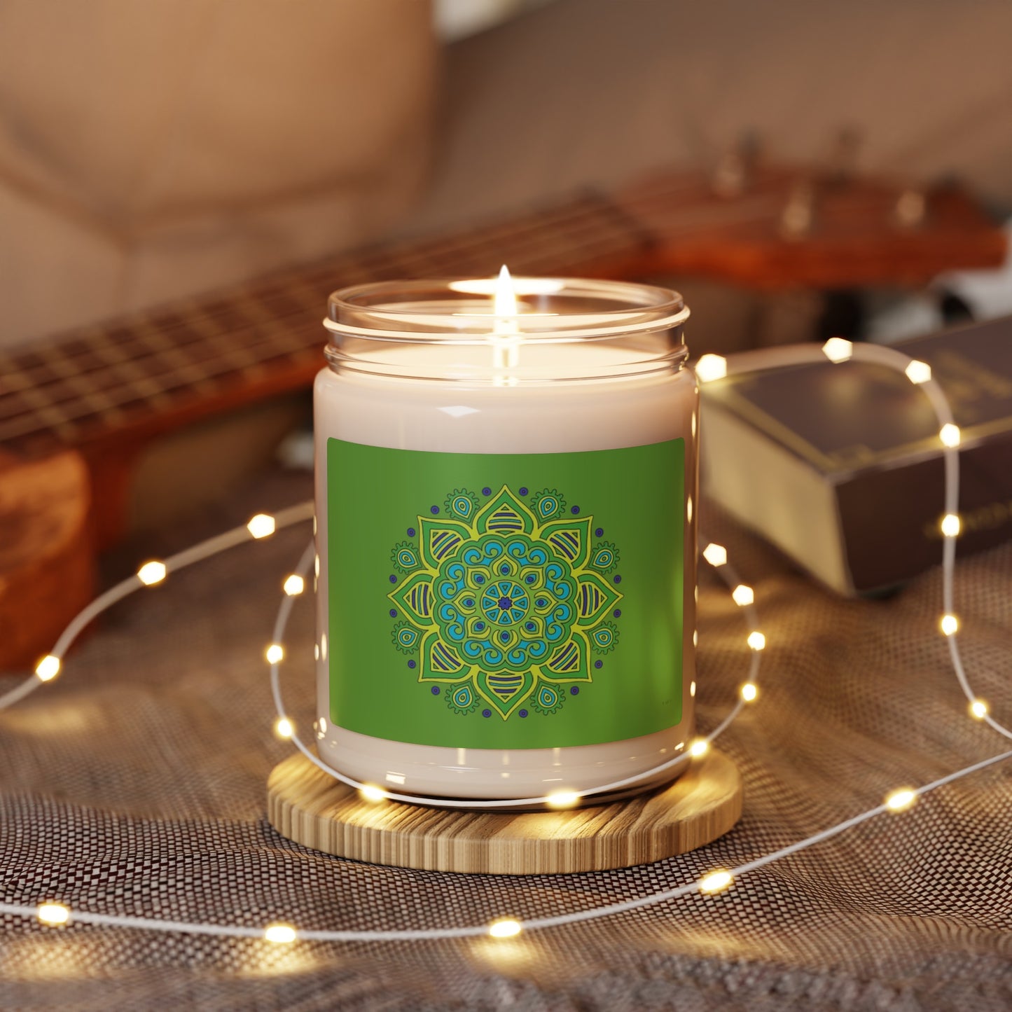 Candle - Green Mandala Scented Soy Candle, 9oz