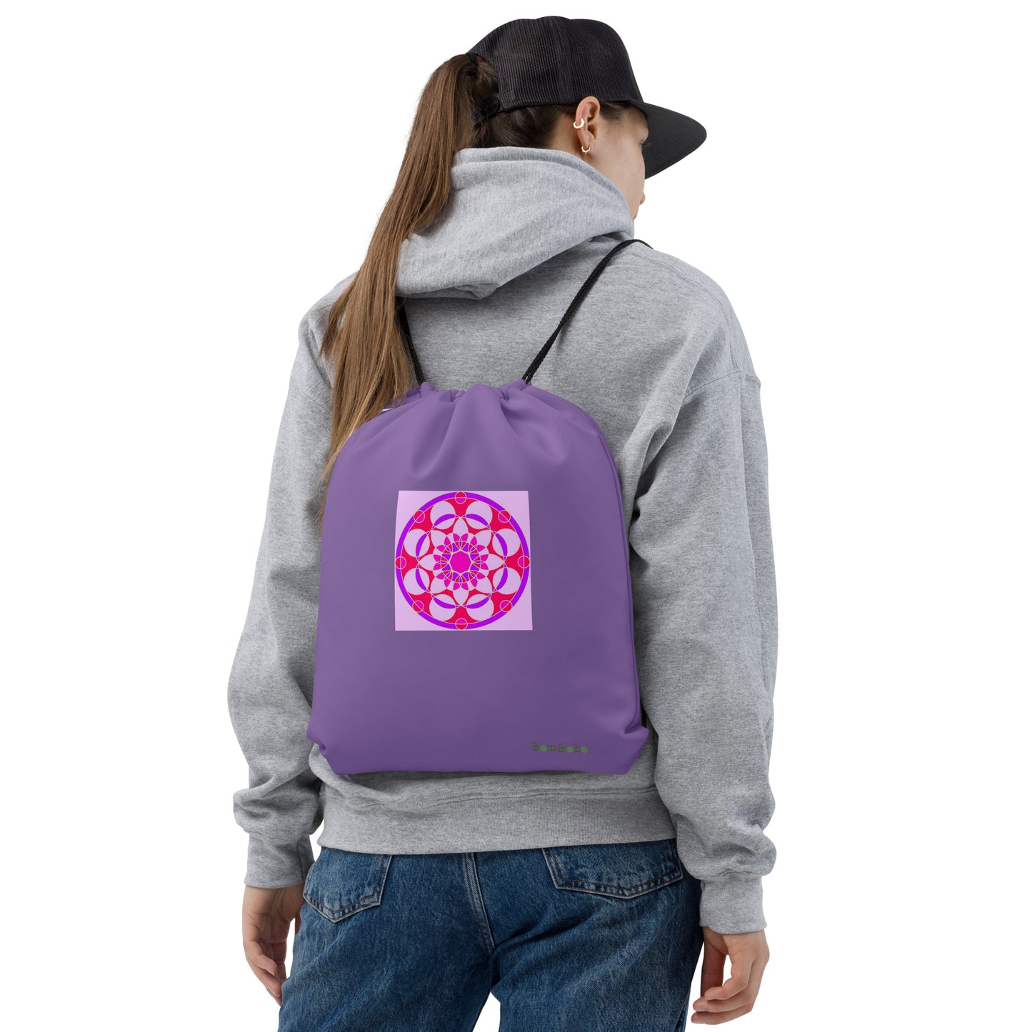 Drawstring Bag - Pink Purple Tile