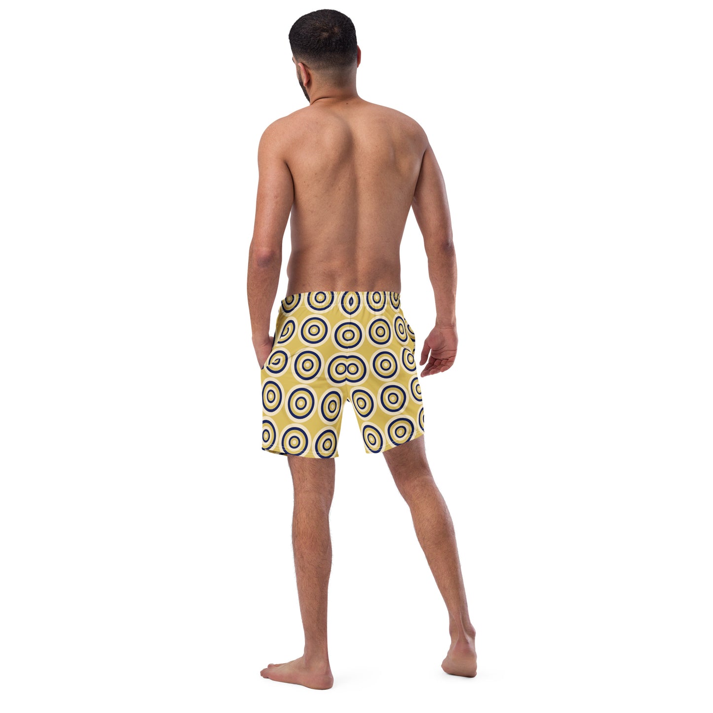 Tile Collection Swimsuits - Beige Blue Men’s Swim Trunks