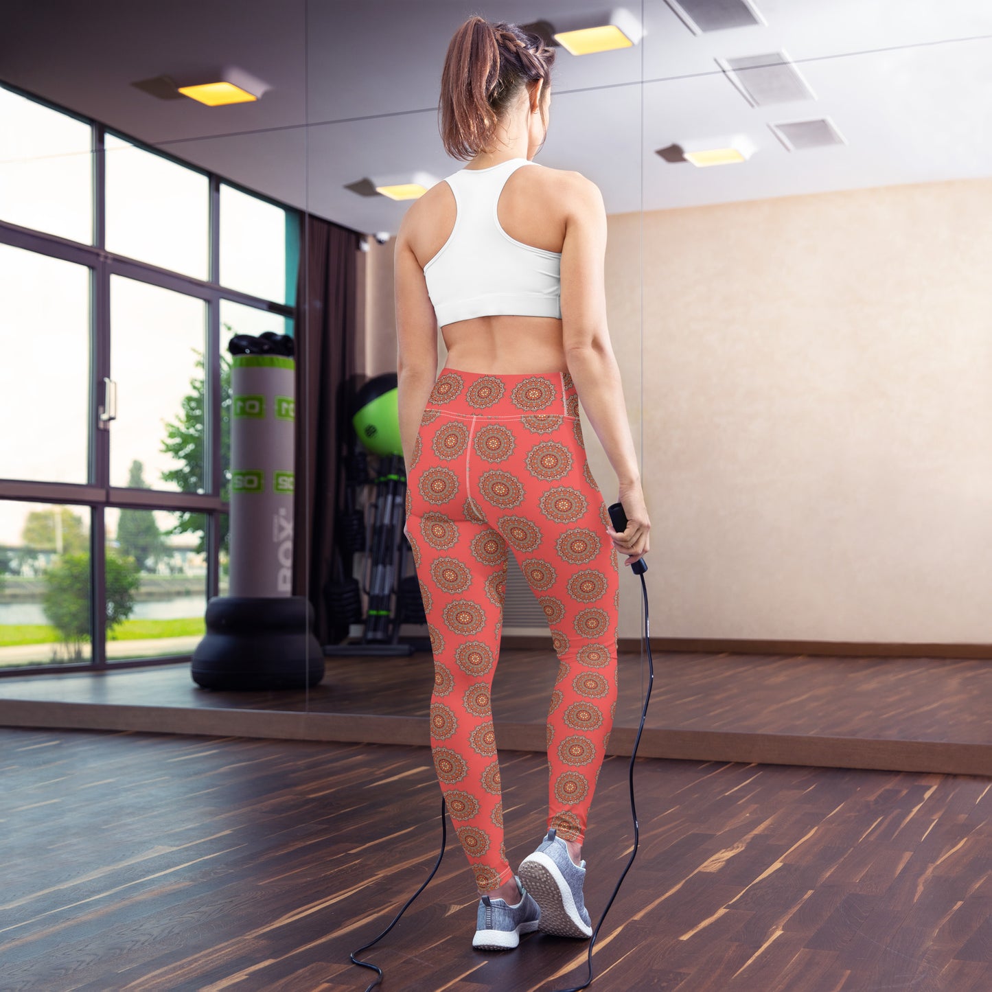 Yoga Leggings - Peach Lace