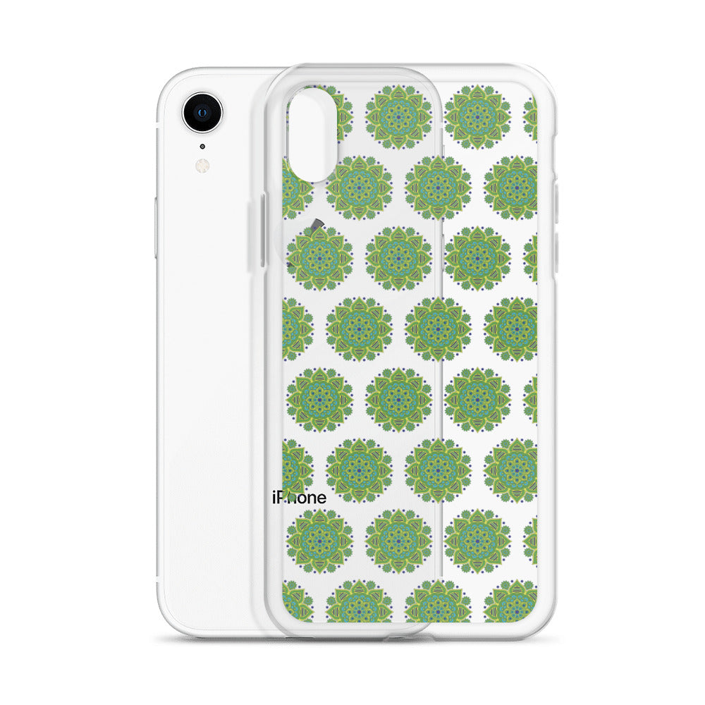Phonecase for iPhone - Clear Case With Green Mandala