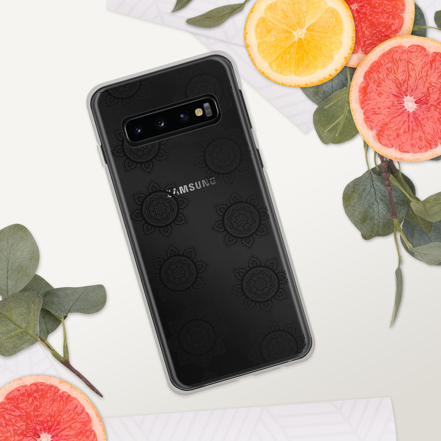 Phonecase for Samsung - Clear Case With Black Mandala