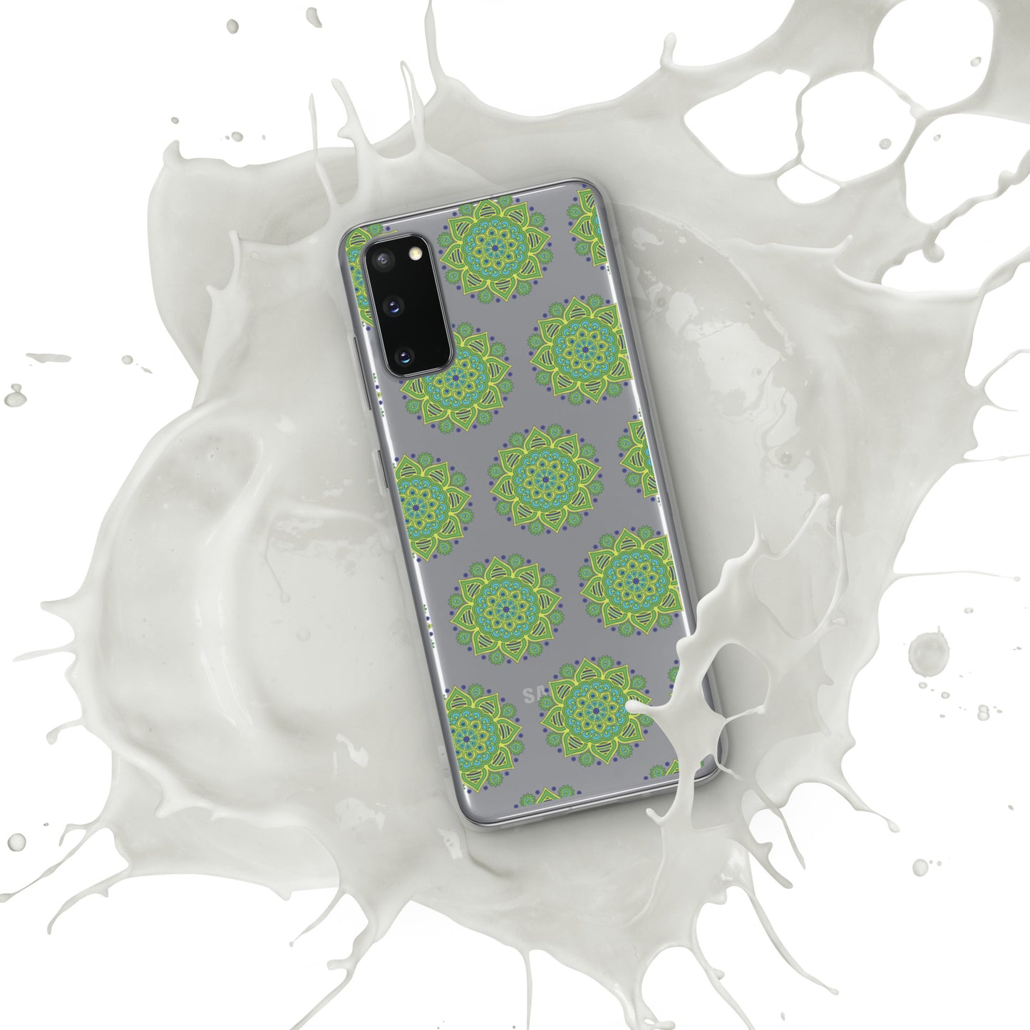 Phonecase for Samsung- Clear Case With Green Mandala