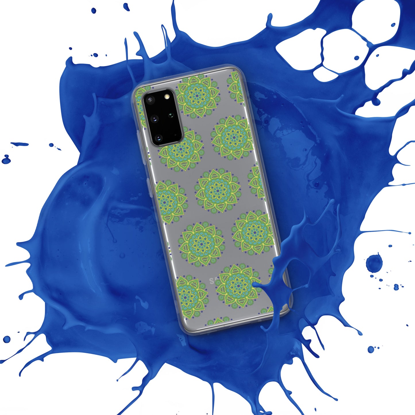 Phonecase for Samsung- Clear Case With Green Mandala