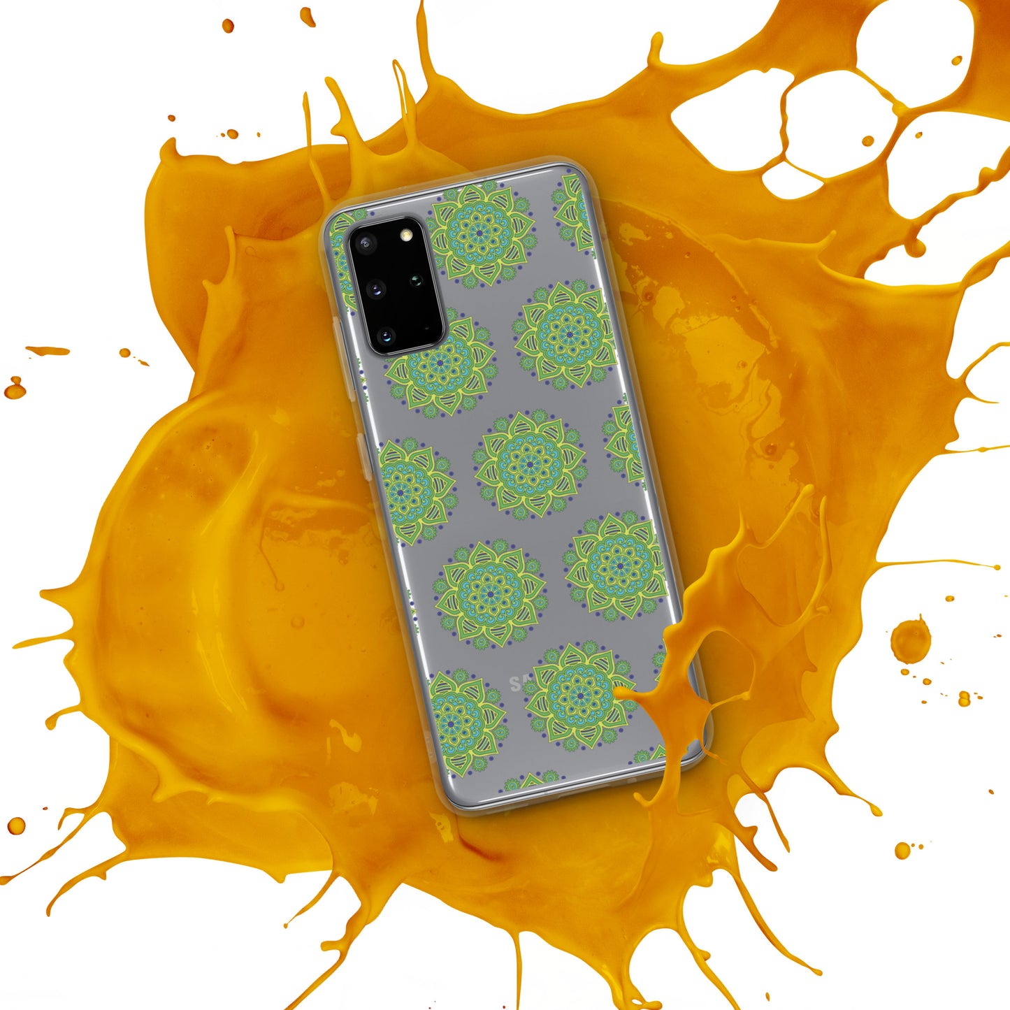Phonecase for Samsung- Clear Case With Green Mandala