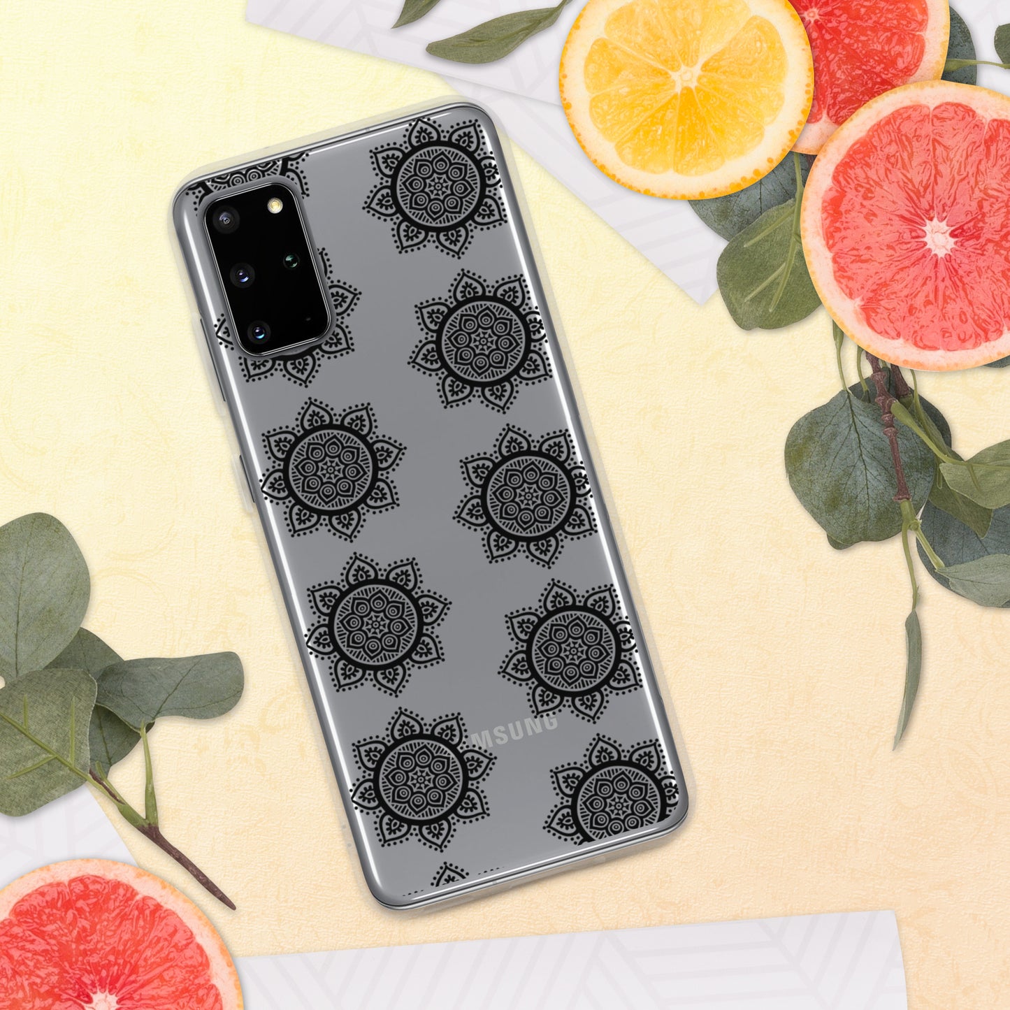Phonecase for Samsung - Clear Case With Black Mandala