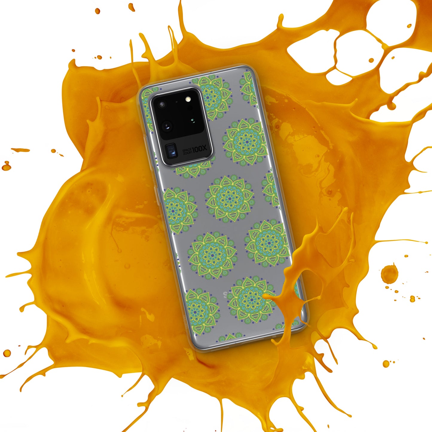 Phonecase for Samsung- Clear Case With Green Mandala