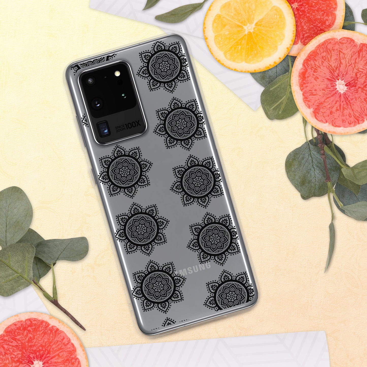 Phonecase for Samsung - Clear Case With Black Mandala