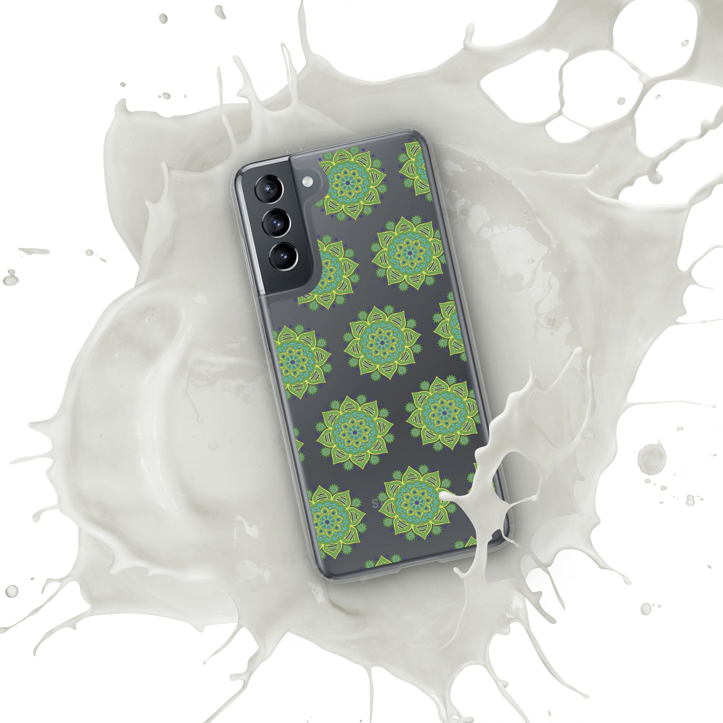 Phonecase for Samsung- Clear Case With Green Mandala