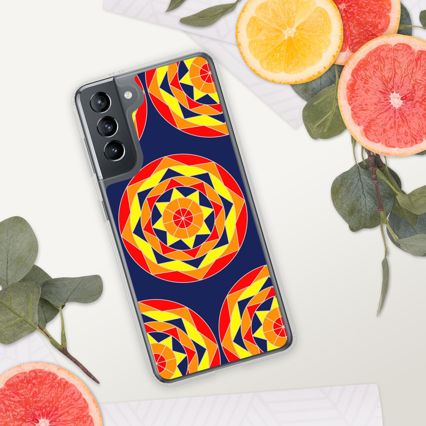 Tile Collection Phonecases - Dark Blue Tile Clear Case for Samsung®