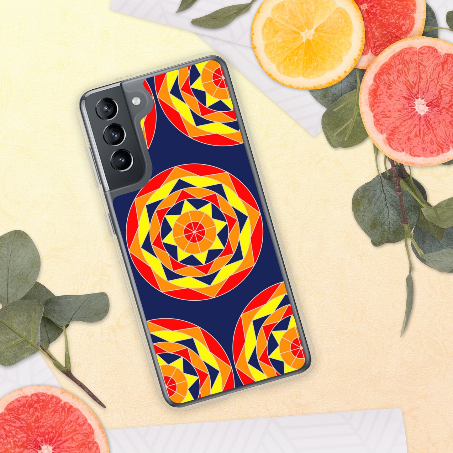 Tile Collection Phonecases - Dark Blue Tile Clear Case for Samsung®