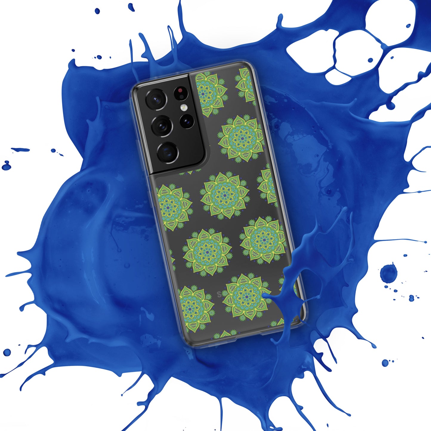 Phonecase for Samsung- Clear Case With Green Mandala