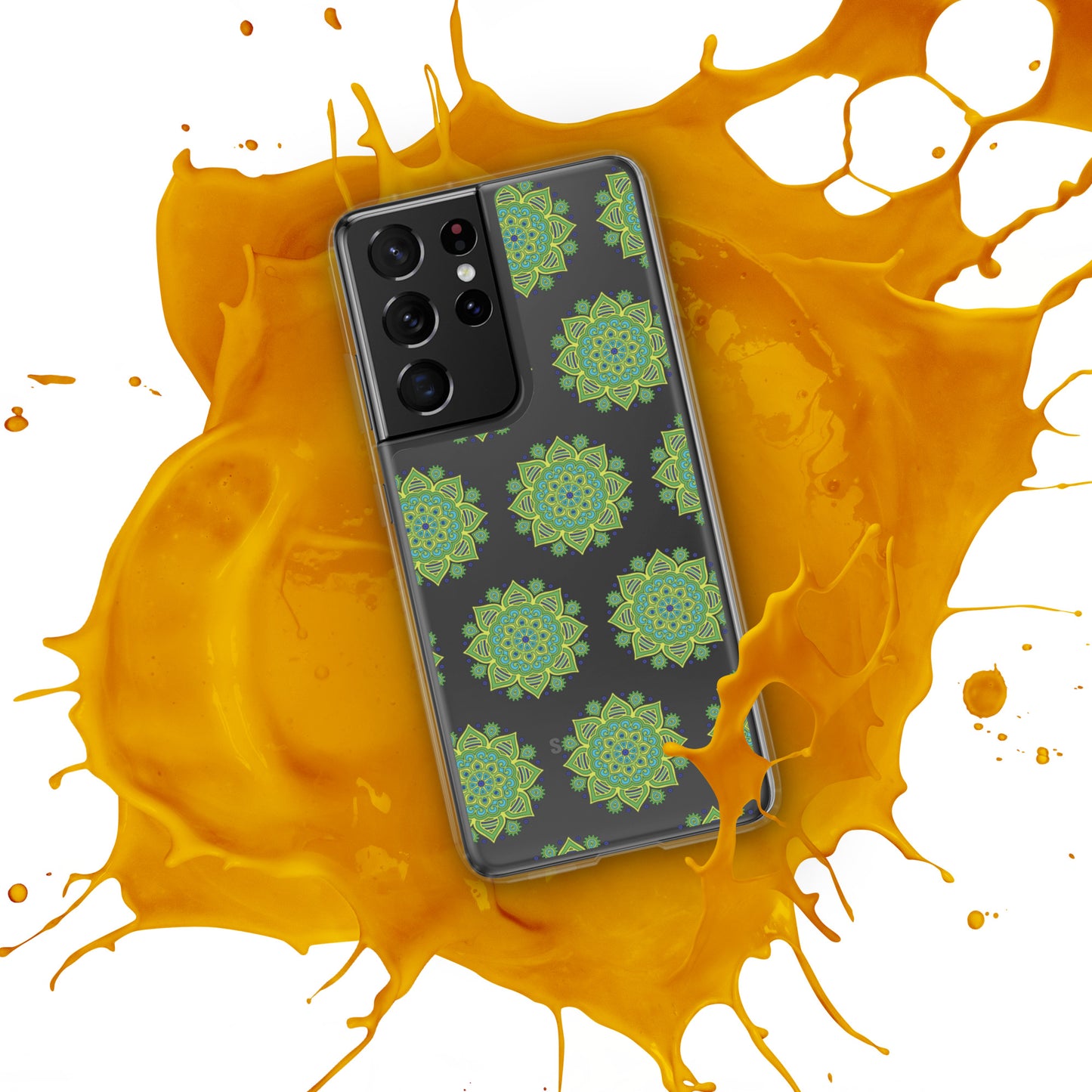 Phonecase for Samsung- Clear Case With Green Mandala
