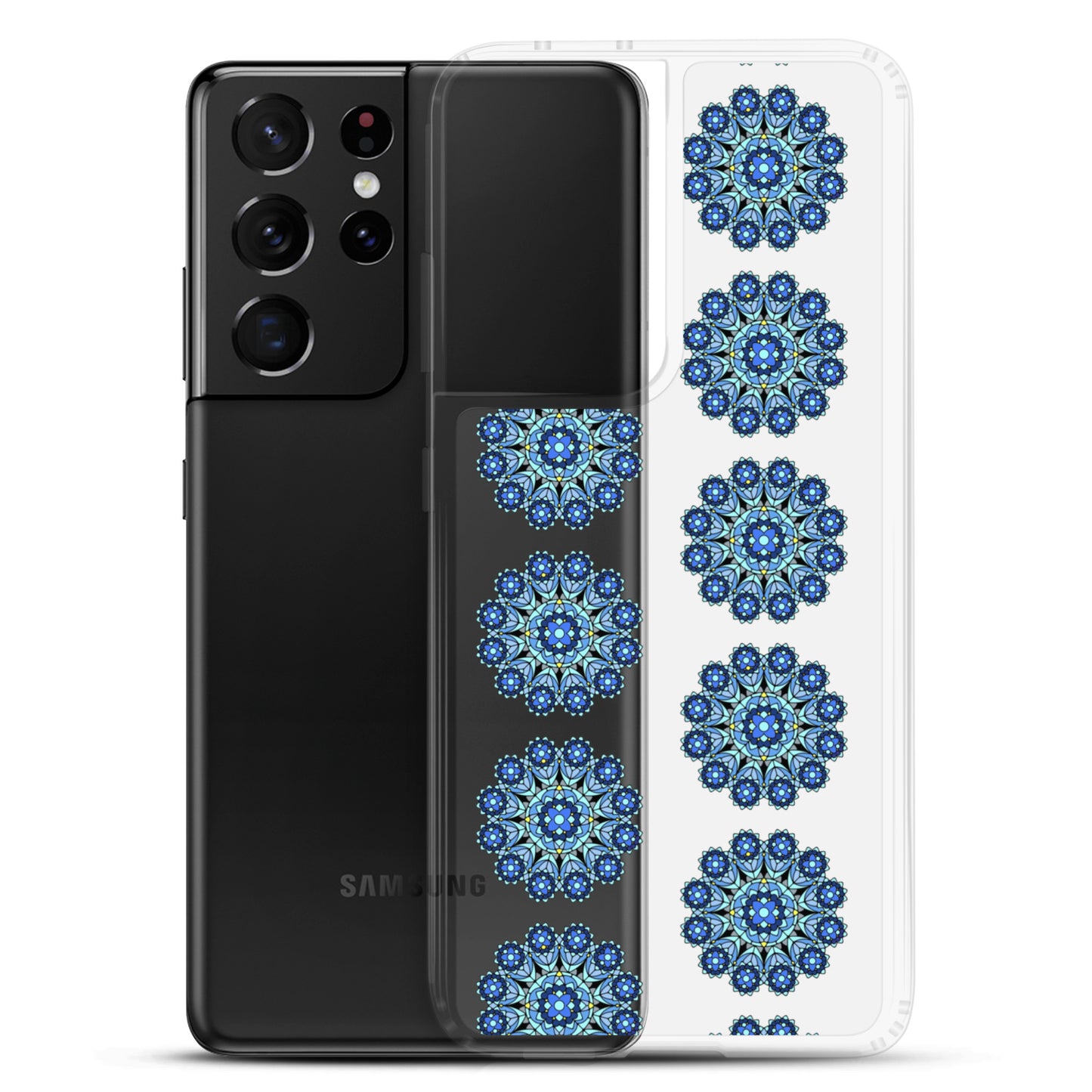 Phonecase for Samsung - Clear Case With Blue Mandala