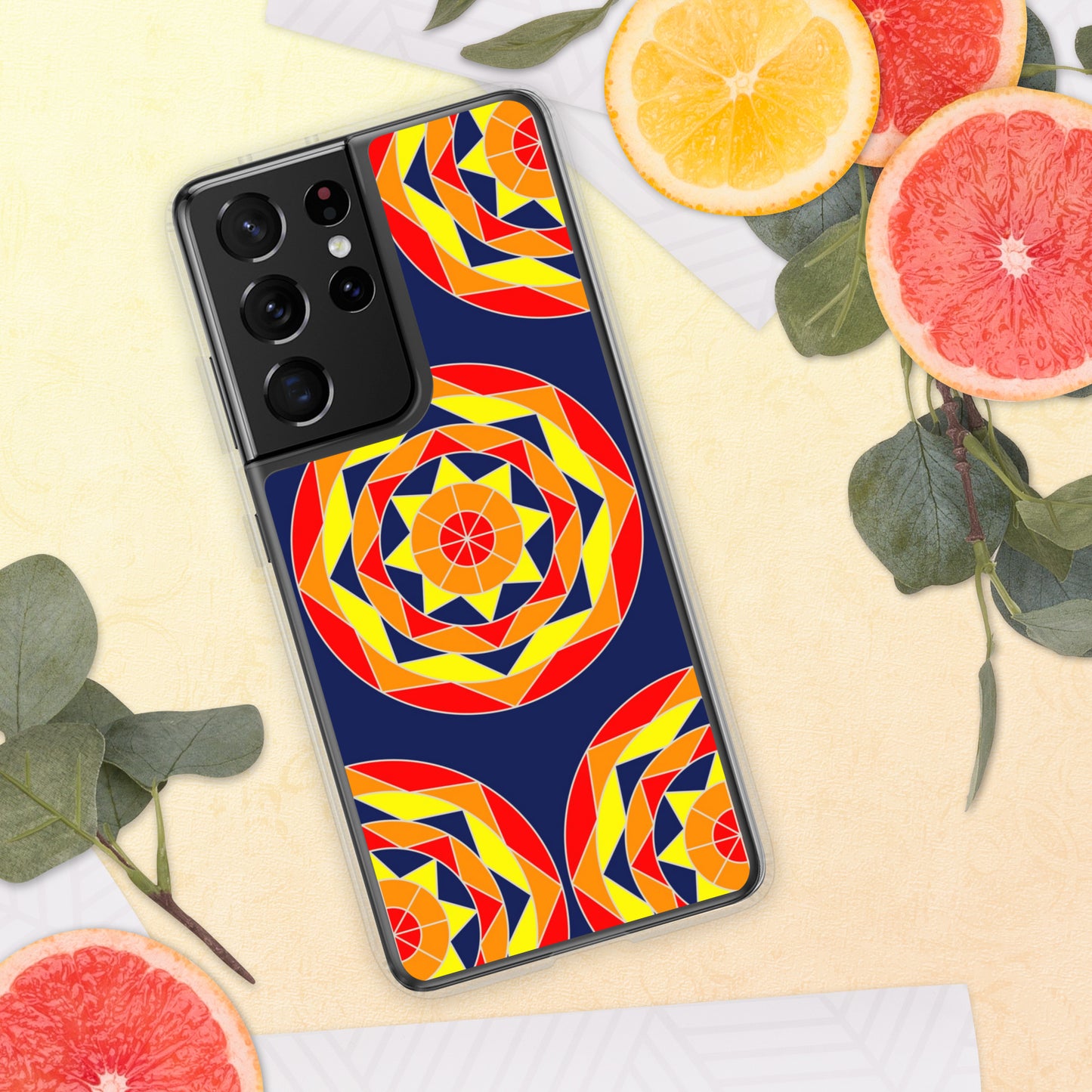 Tile Collection Phonecases - Dark Blue Tile Clear Case for Samsung®