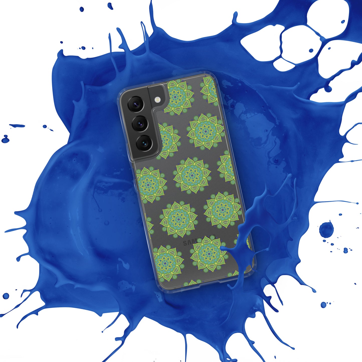 Phonecase for Samsung- Clear Case With Green Mandala