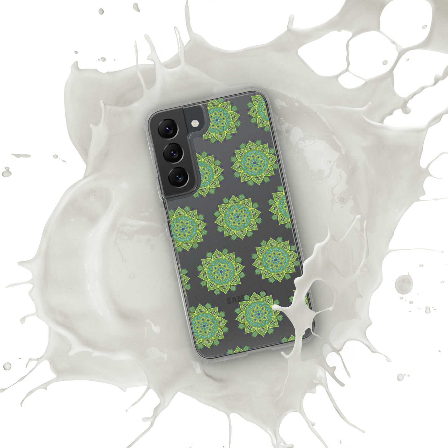 Phonecase for Samsung- Clear Case With Green Mandala