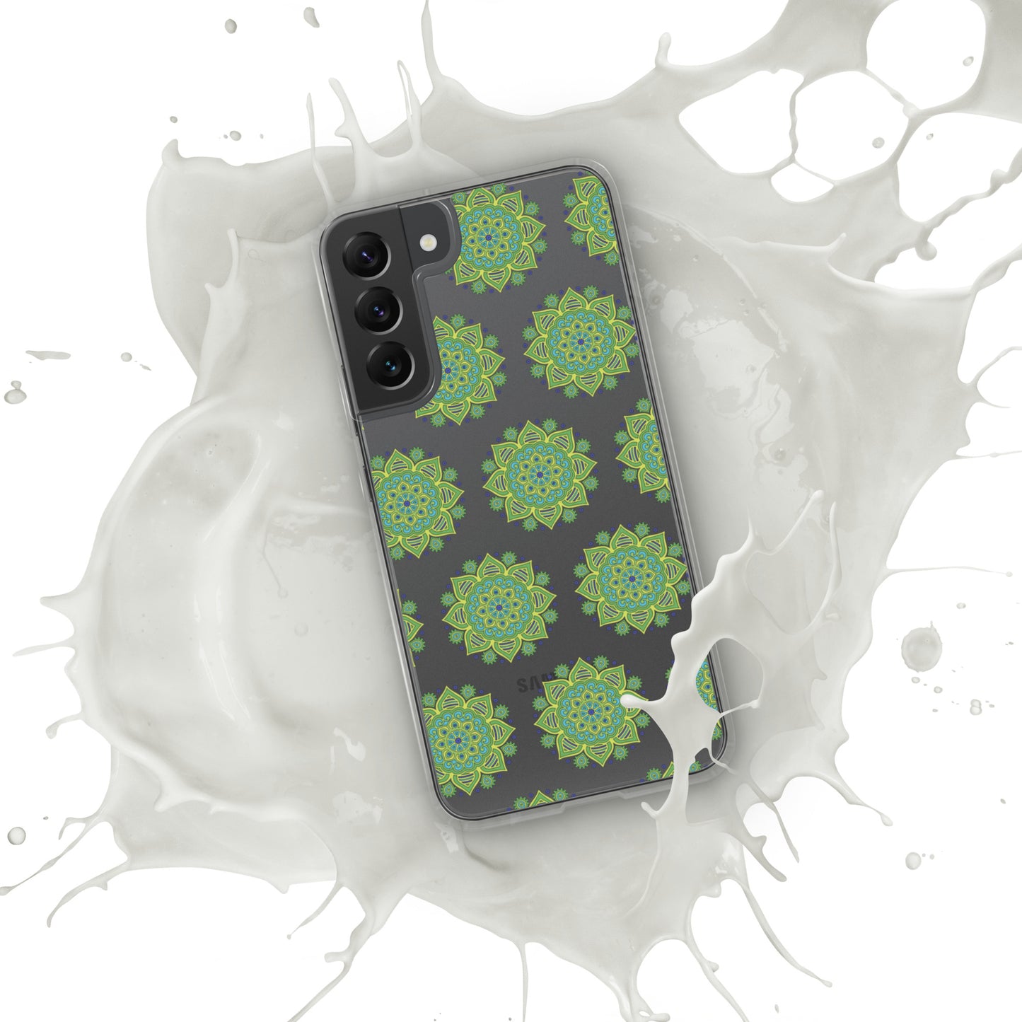 Phonecase for Samsung- Clear Case With Green Mandala