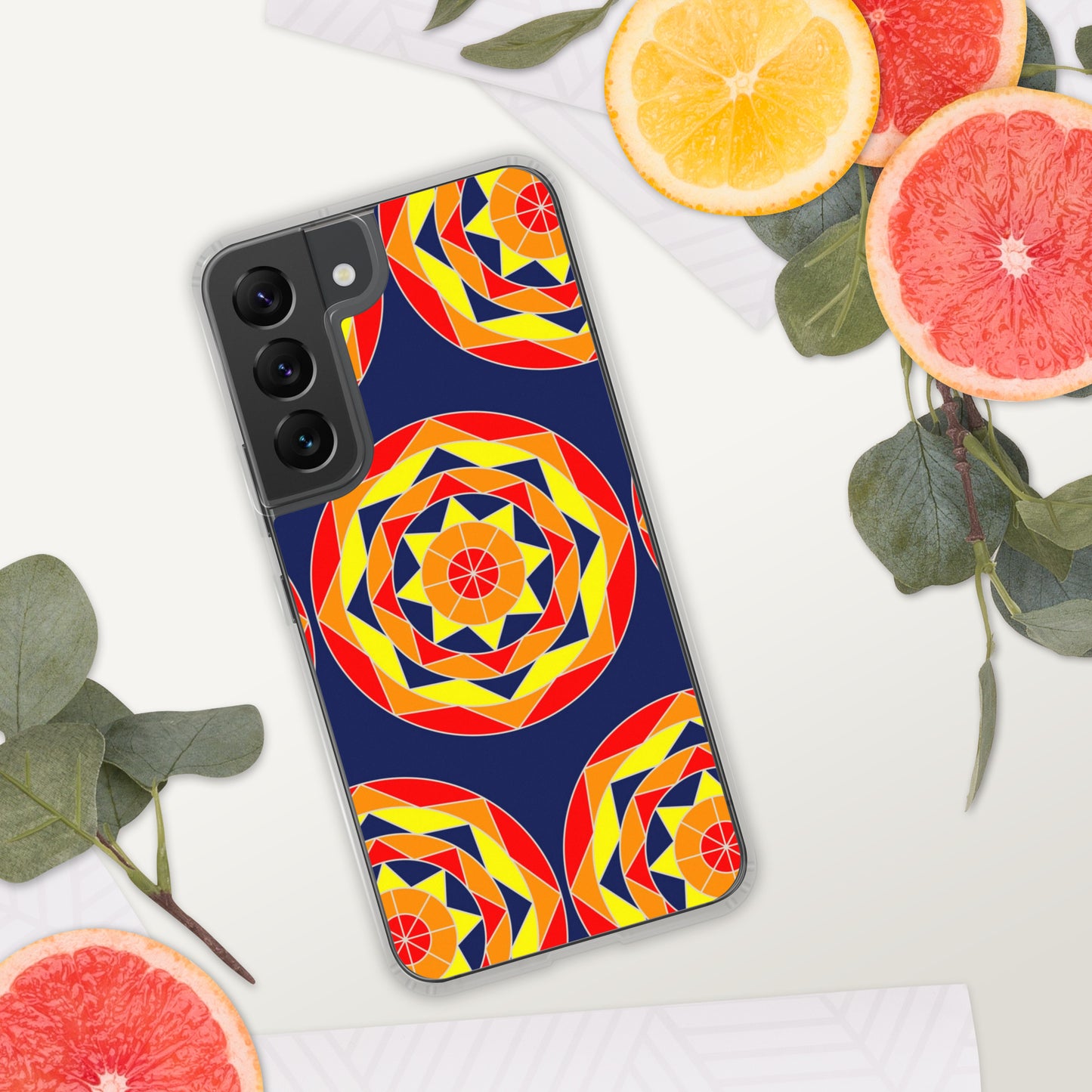 Tile Collection Phonecases - Dark Blue Tile Clear Case for Samsung®