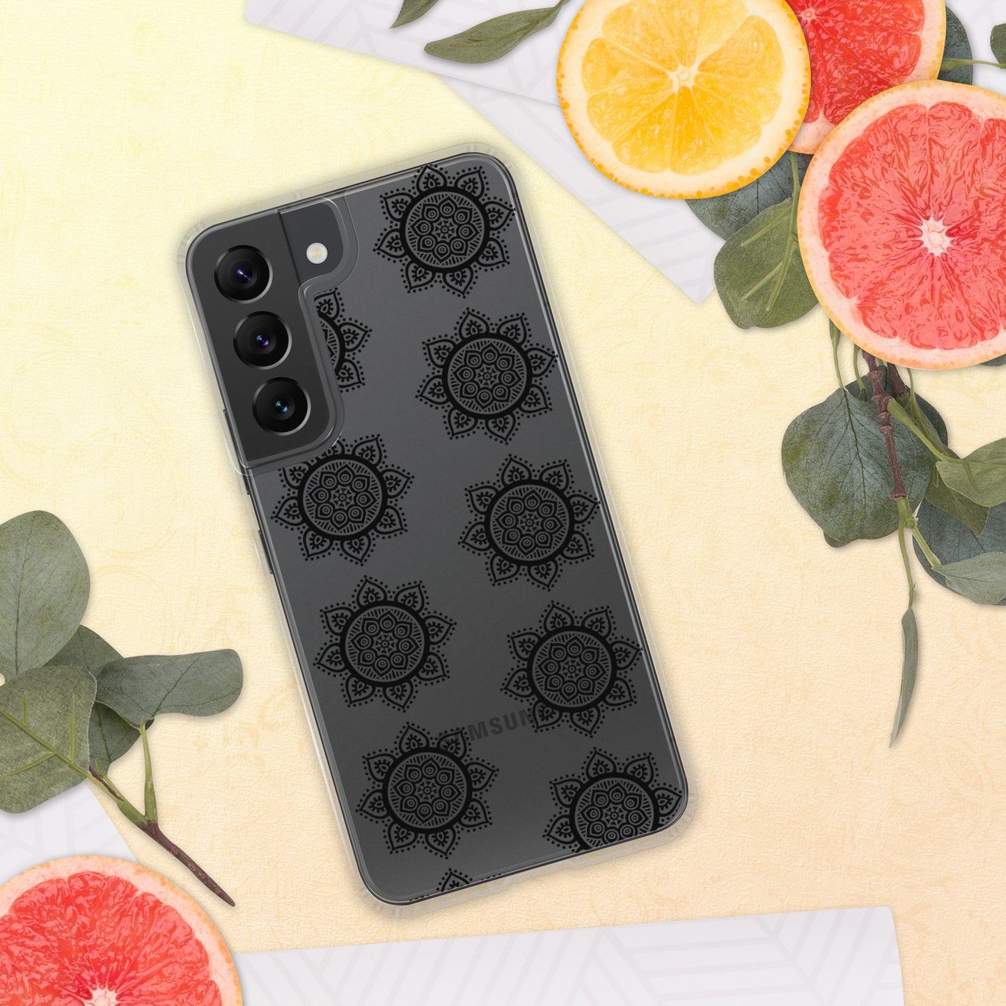 Phonecase for Samsung - Clear Case With Black Mandala