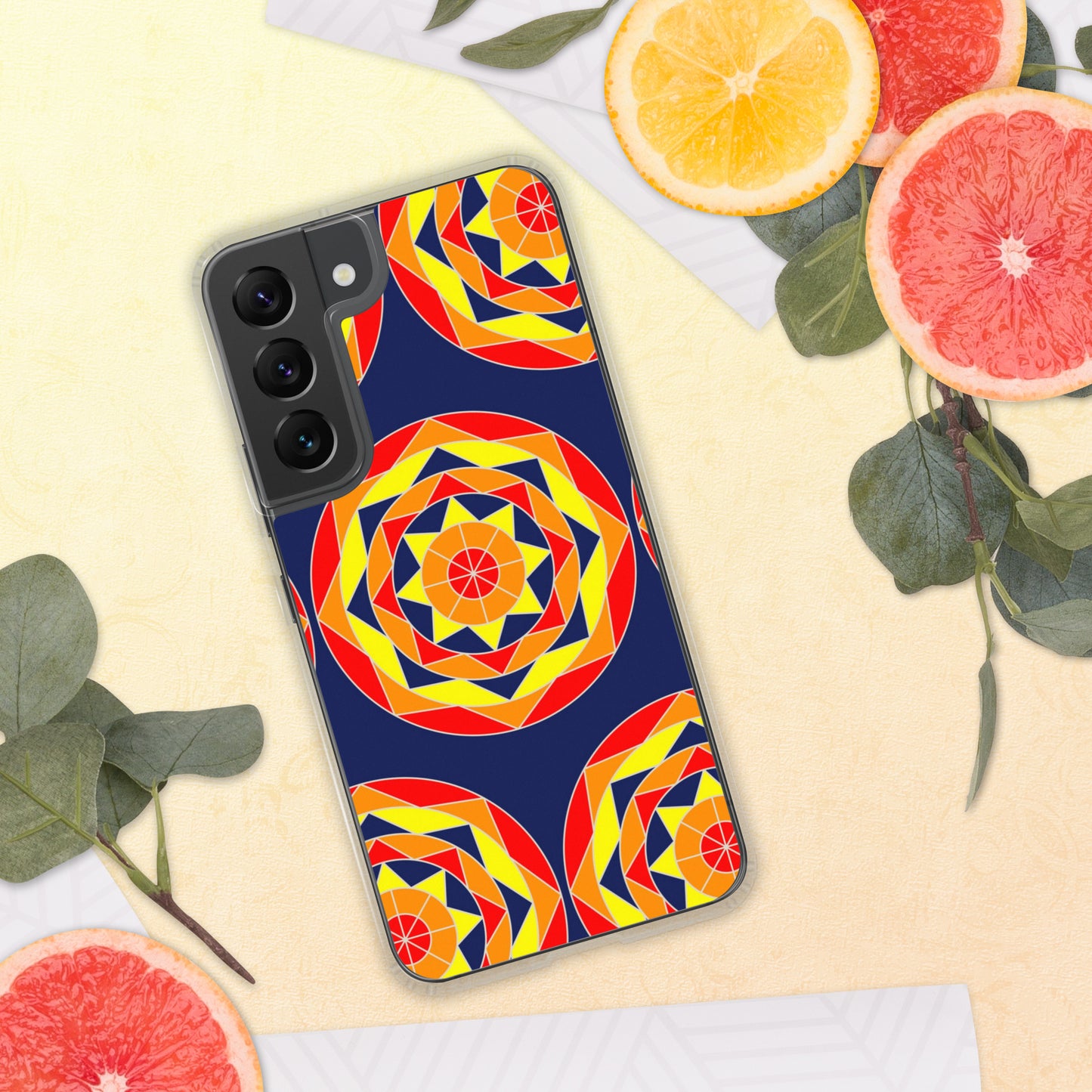Tile Collection Phonecases - Dark Blue Tile Clear Case for Samsung®