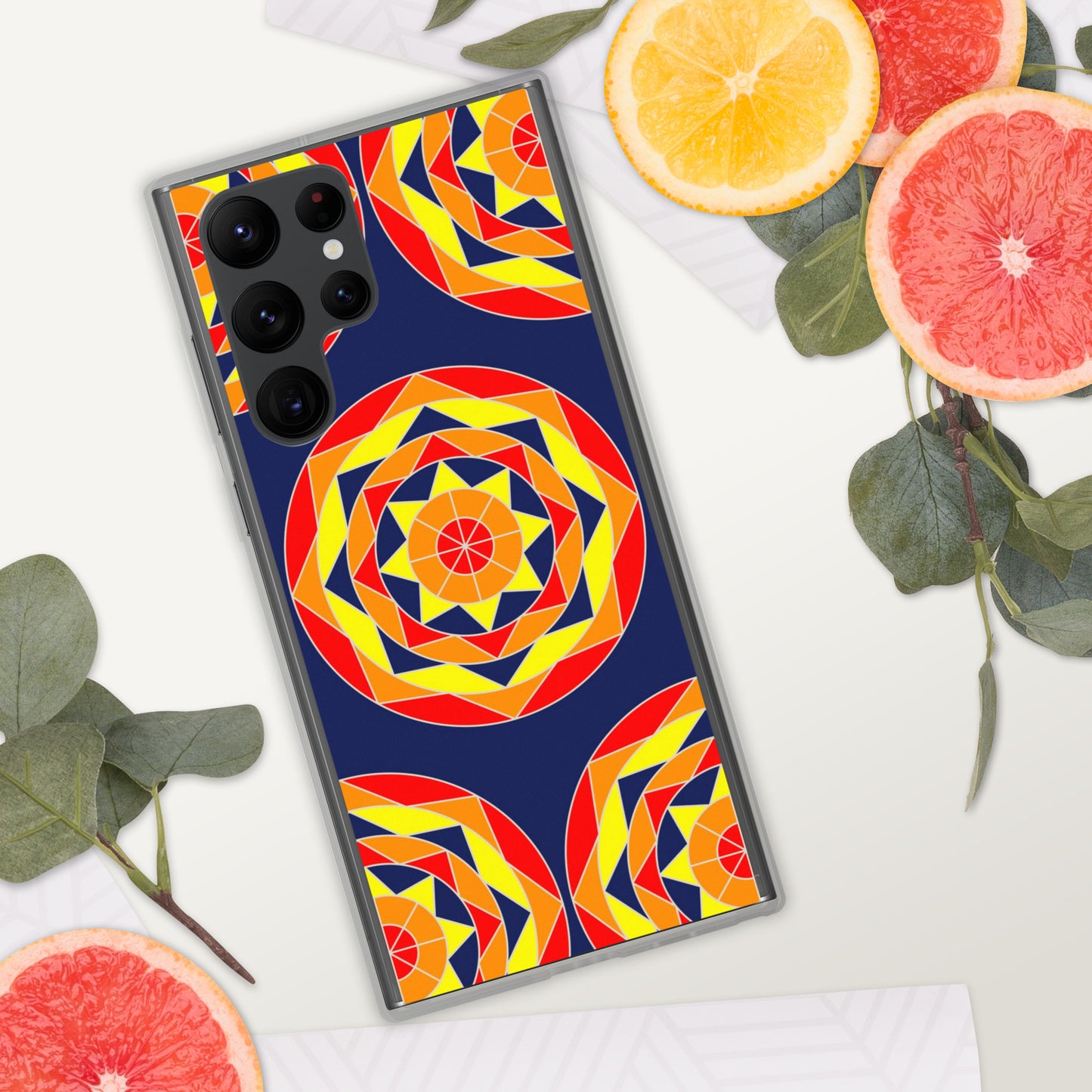 Tile Collection Phonecases - Dark Blue Tile Clear Case for Samsung®