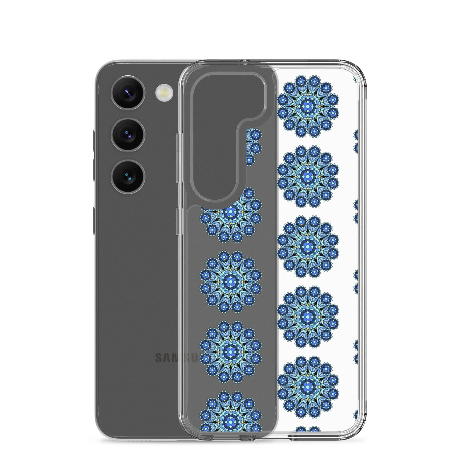 Phonecase for Samsung - Clear Case With Blue Mandala