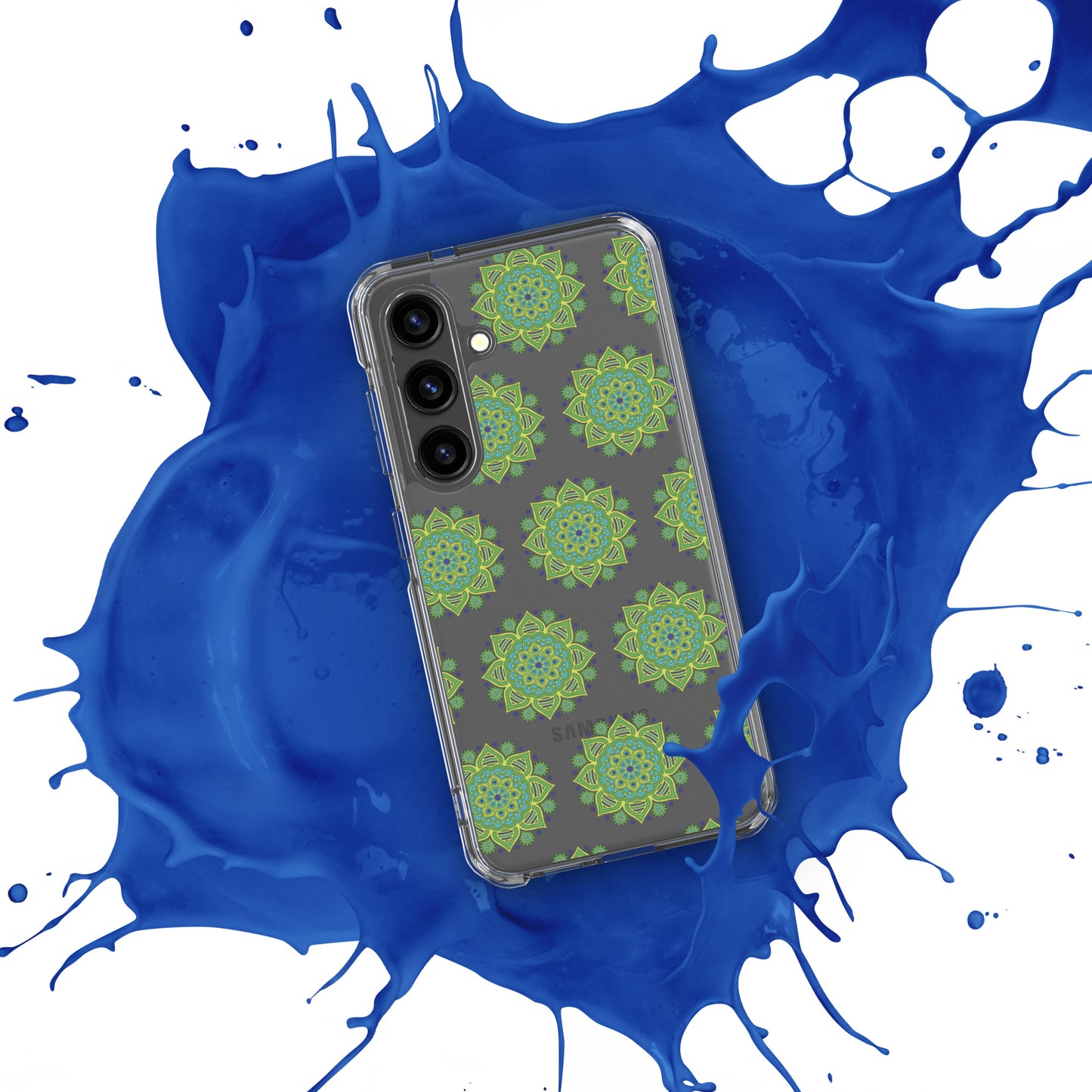 Phonecase for Samsung- Clear Case With Green Mandala