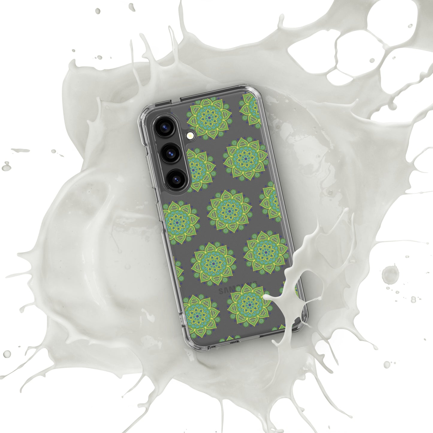 Phonecase for Samsung- Clear Case With Green Mandala