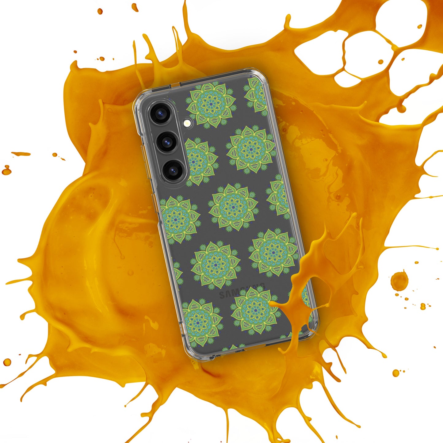 Phonecase for Samsung- Clear Case With Green Mandala