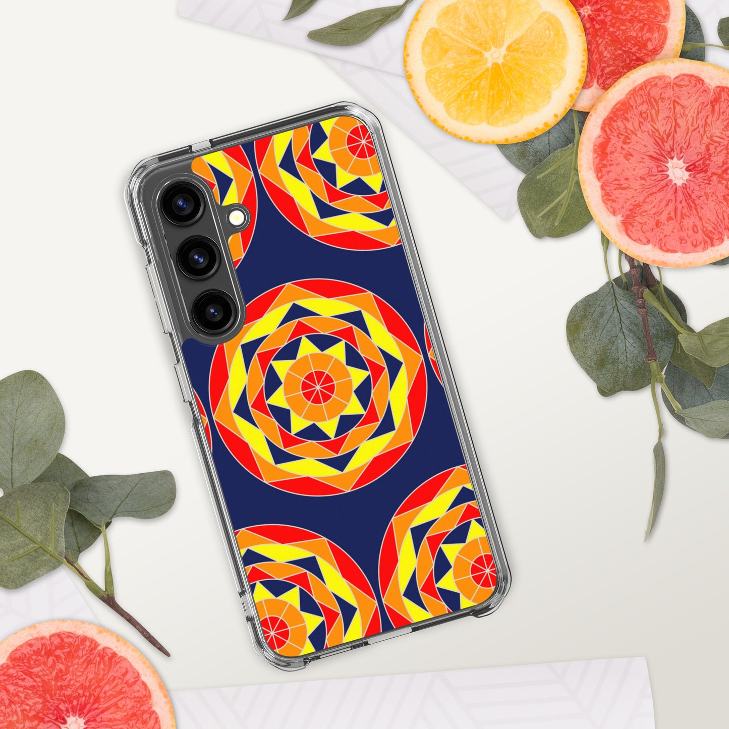 Tile Collection Phonecases - Dark Blue Tile Clear Case for Samsung®