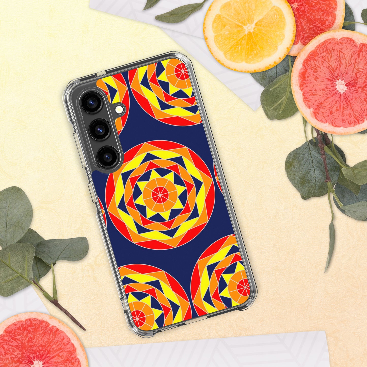 Tile Collection Phonecases - Dark Blue Tile Clear Case for Samsung®