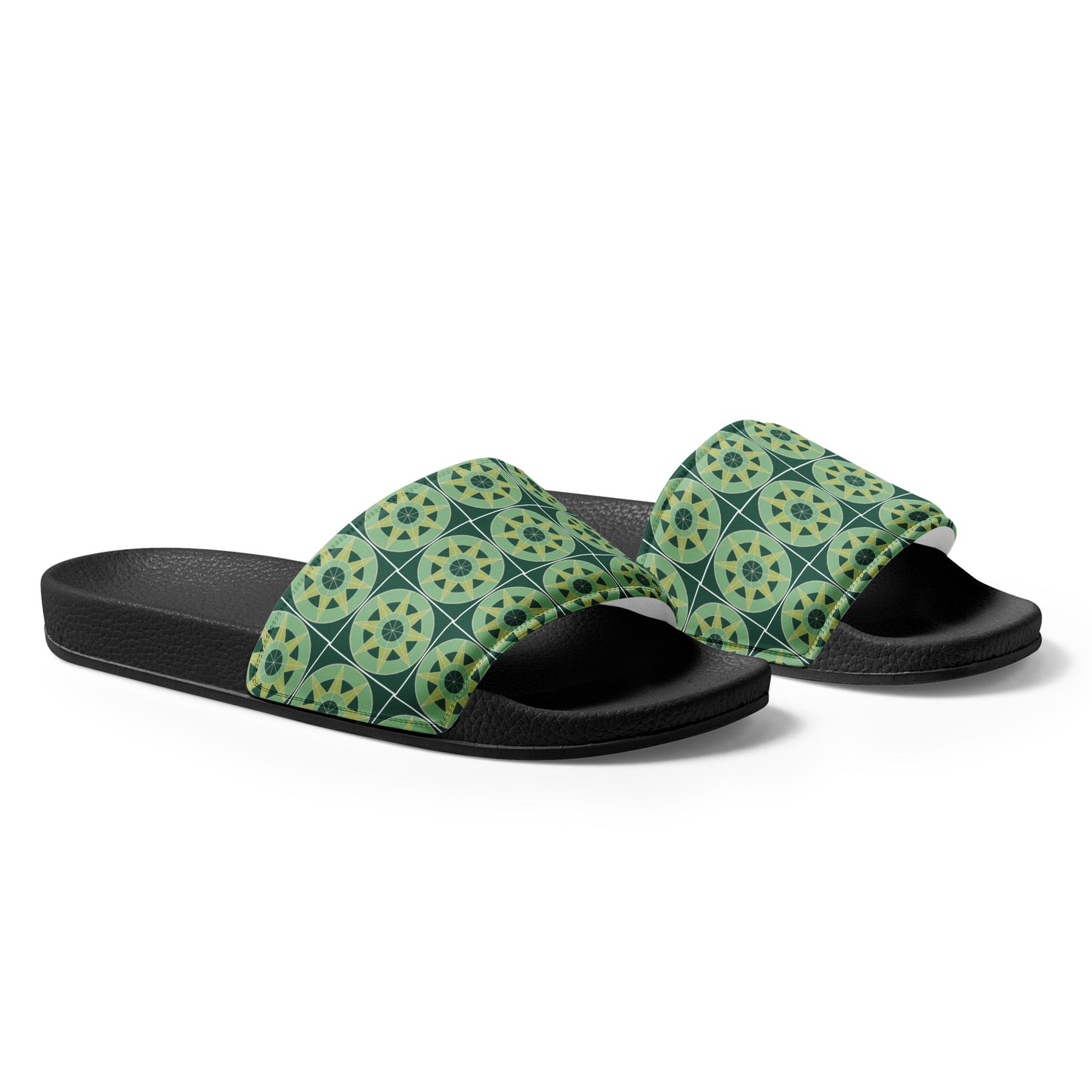 Tile Collection Men’s Slides - Green Tile Men’s Slides