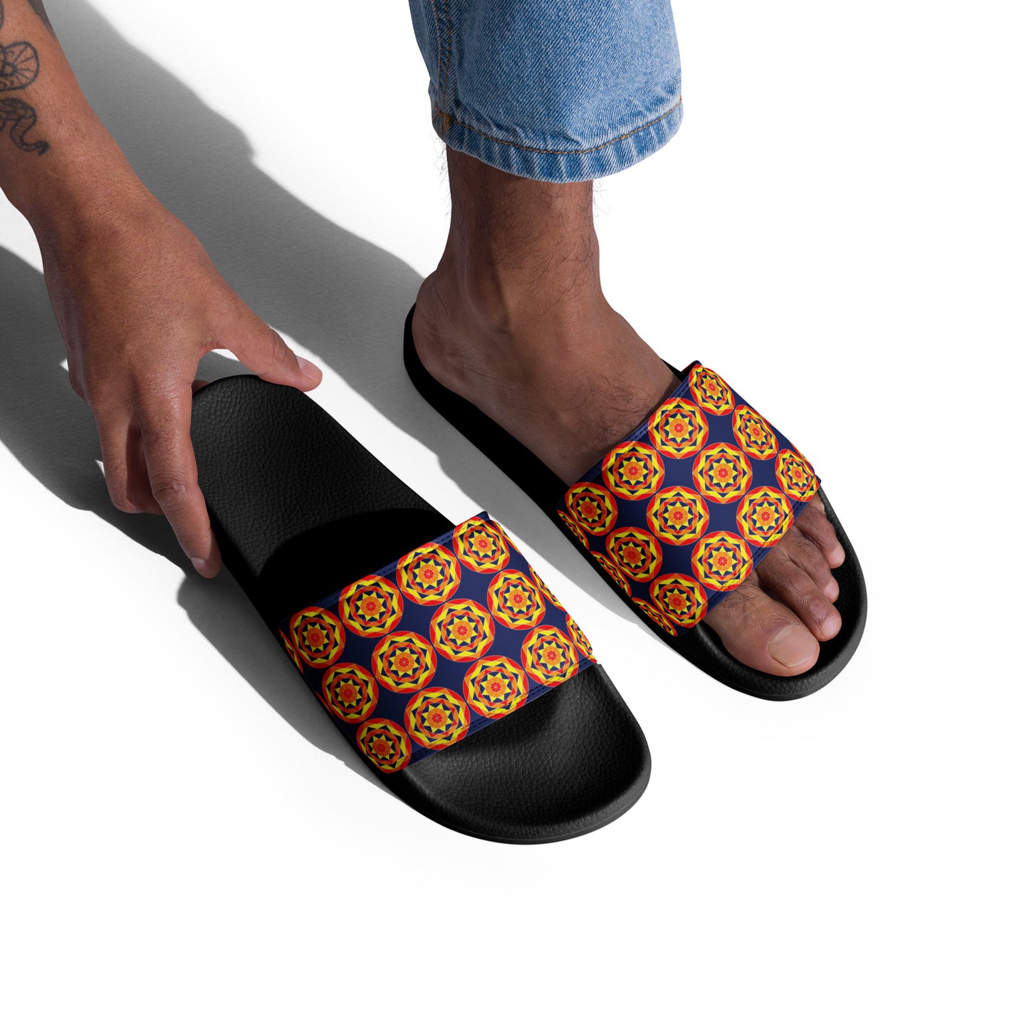Tile Collection Men’s Slides - Dark Blue Tile Men’s Slides