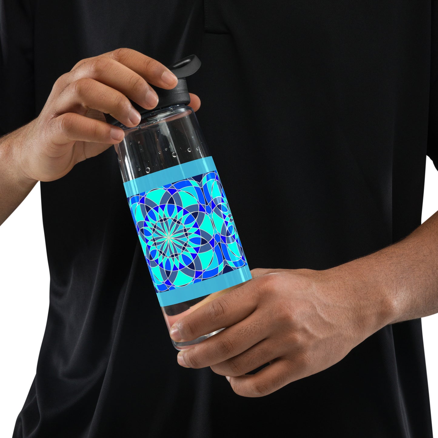 Tile Collection Water Bottle - Bright Blue Sports Water Bottle