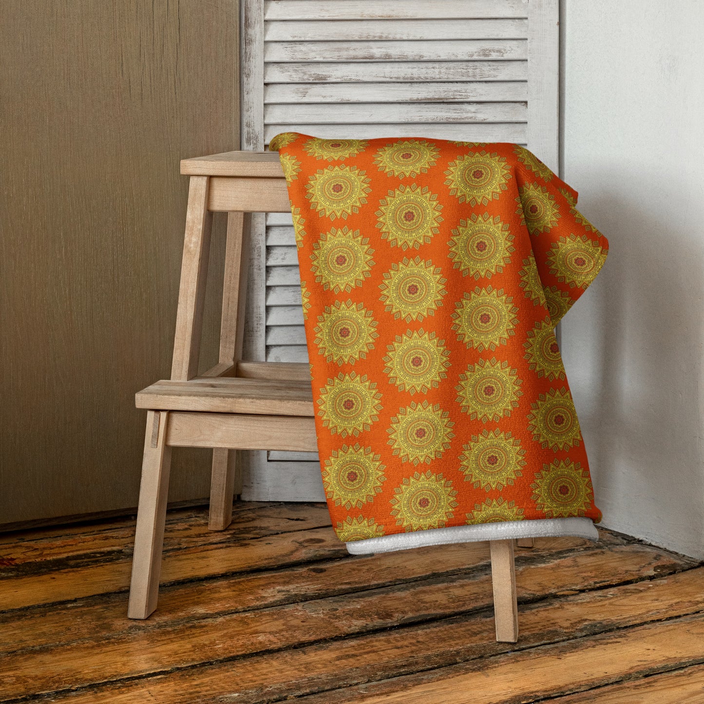 Towel - Yellow on Orange Mandala