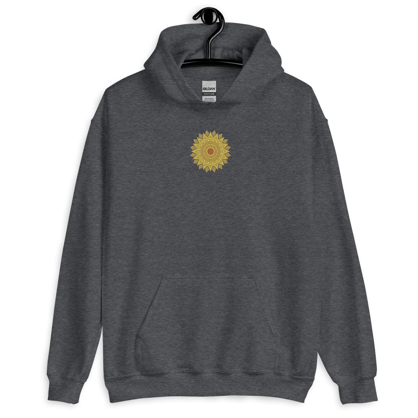 Adult Unisex Hoodie - Embroidered Yellow Mandala
