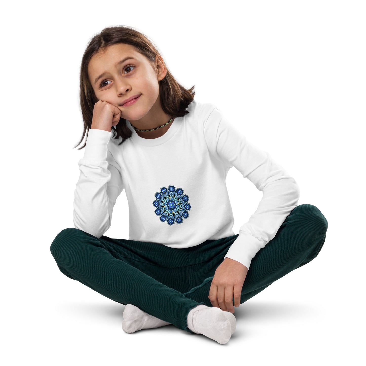 Kids Long Sleeve Tshirt - Blue Mandala