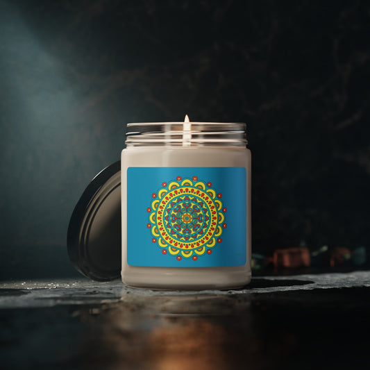 Candle -Turquoise Mandala Scented Soy Candle, 9oz