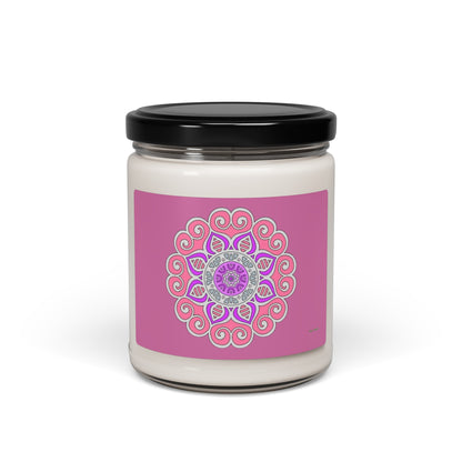 Candle -  Pink Mandala Scented Soy Candle, 9oz