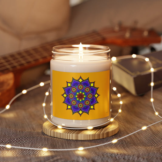 Candle - Multi-colored Mandala Scented Soy Candle, 9oz