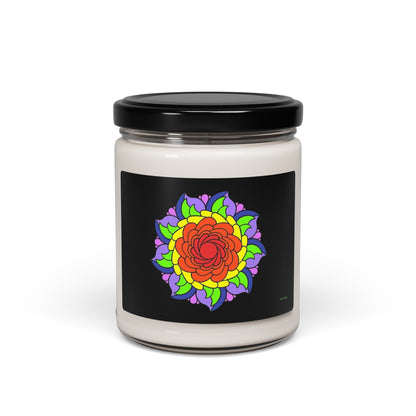 Candle - Rainbow Flower Mandala Scented Soy Candle, 9oz