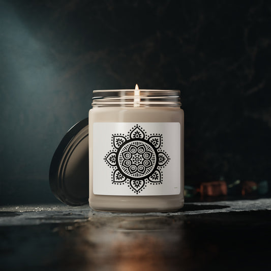 Candle - Black Mandala Scented Soy Candle, 9oz