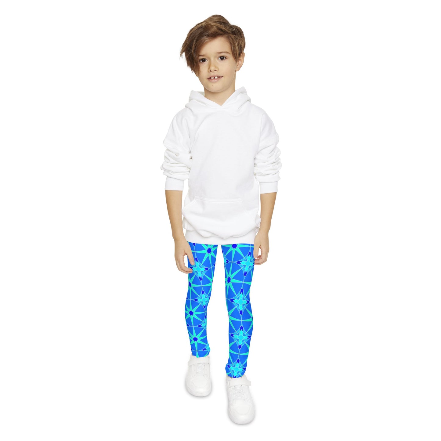 Tile Collection Child Leggings - Bright Blue Tile Kids Full-Length Leggings