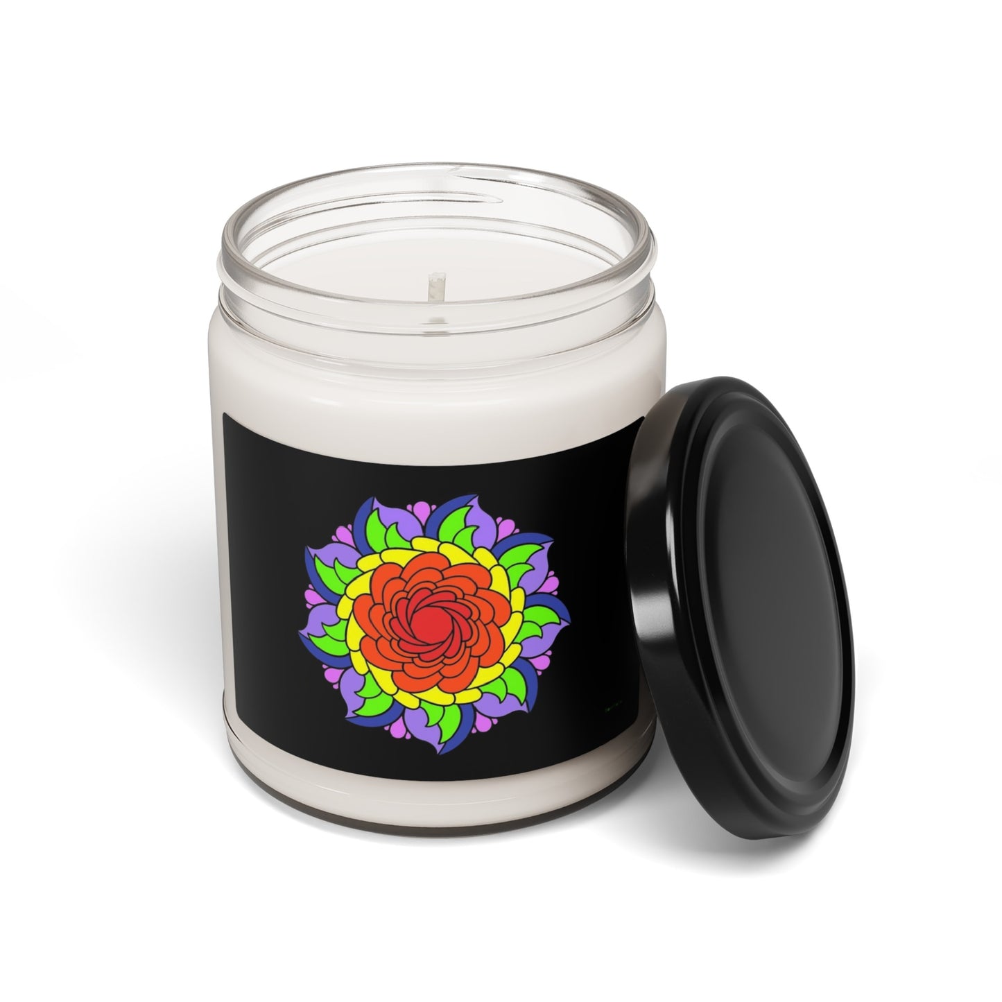 Candle - Rainbow Flower Mandala Scented Soy Candle, 9oz
