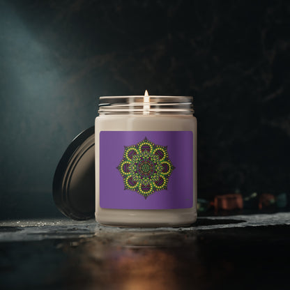 Candle -  Purple Mandala Scented Soy Candle, 9oz